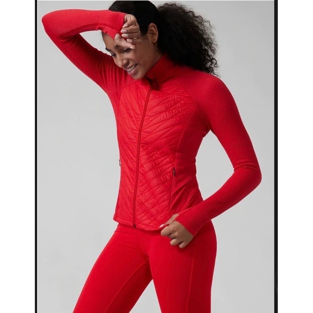 Athleta Flurry Force Insulated PrimaLoft Jacket II Red Full Zip Running Medium